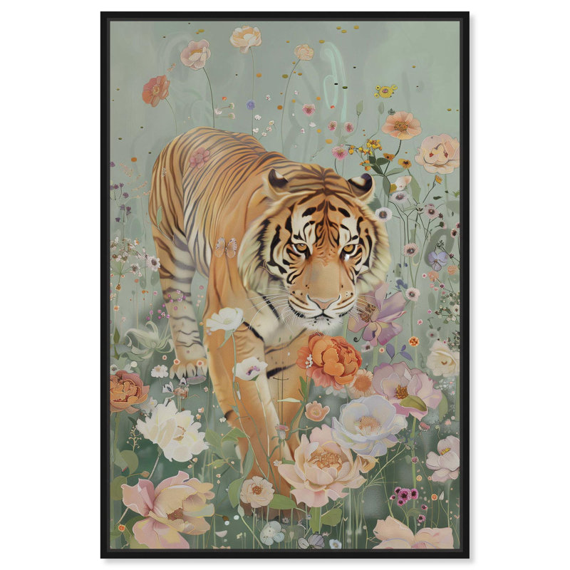 «Tiger Spring», toile par Art Remedy, Cadre noir, H 25 po x l 17 po