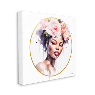 House of Hampton® Girl With Roses Portrait Canvas Wall Art Design By Amanda Greenwood