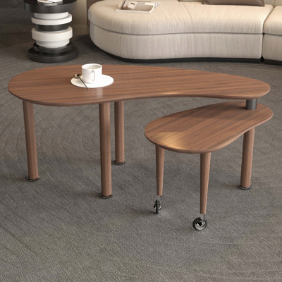 Table basse rotative à 360 ° avec placage en noyer et pieds en bois d'hévéa massif - 47,24 po