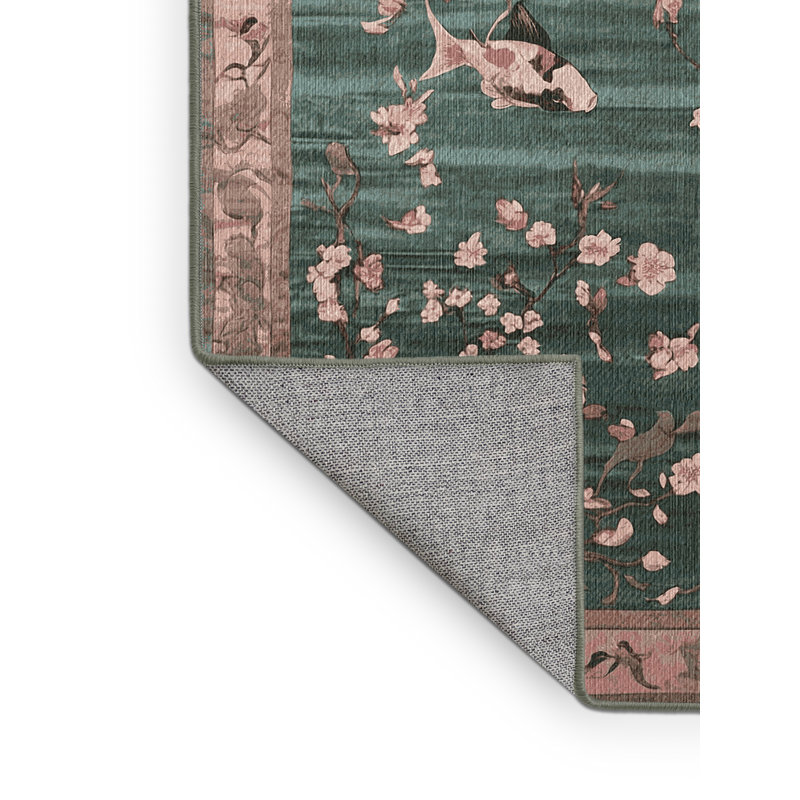 Machine Washable Green Area Rug, Rectangle 4' x 6'