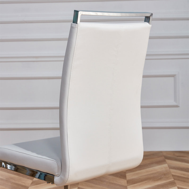 Mangano Dining Chair, White, Silver