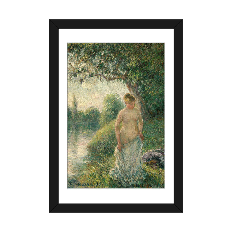 The Bather - CPI98, H 24 po x l 16 po, Papier à cadre ouvert avec passe-partout, Noir