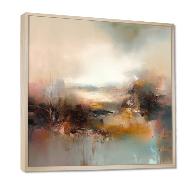«Brown Abstracted Nature III», art mural abstrait, H 30 po x l 30 po, Cadre flottant érable