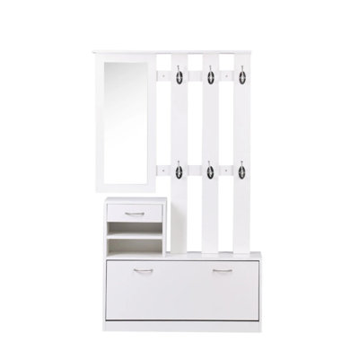 Made Bedroom Cabinet With Shoe Cabinet, Hang Shelf, Mirror Spacious Storage In Modern Style