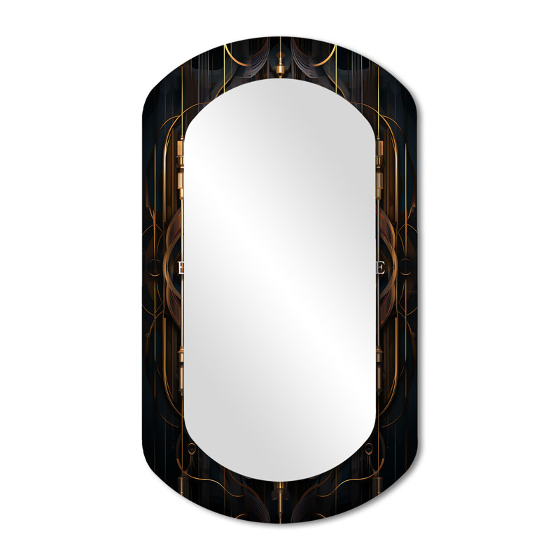 Cosmic Unity Mystic Star - Boho Mandala Cylinder Unique Mirror, Blue Asymmetrical Large Wall Mirror, Printed Metal Art