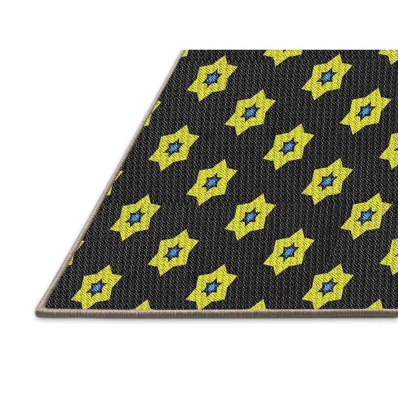 Tapis jaune / noir Power Loom, Rectangle 8 pi x 10 pi