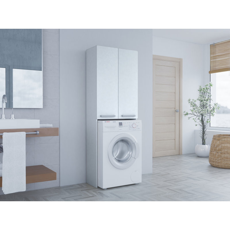 Evghenia 64Cm W x 180Cm H x 30Cm D Free Standing Bathroom Cabinet, White
