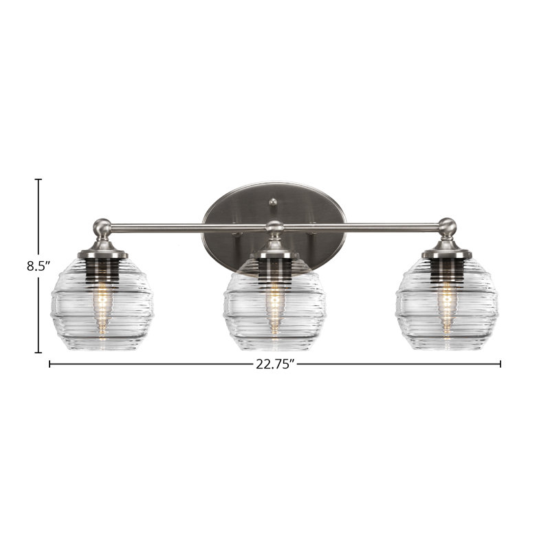Barre d'éclairage pour salle de bain Aitkens, Nickel brossé, 3