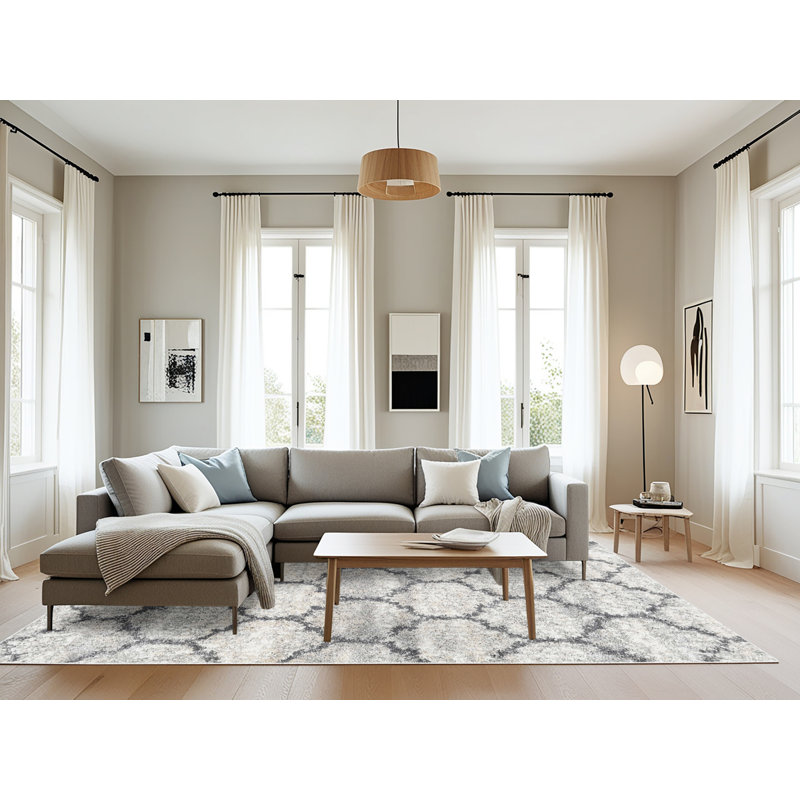 Tapis contemporain gris, Rectangle 8 pi x 12 pi