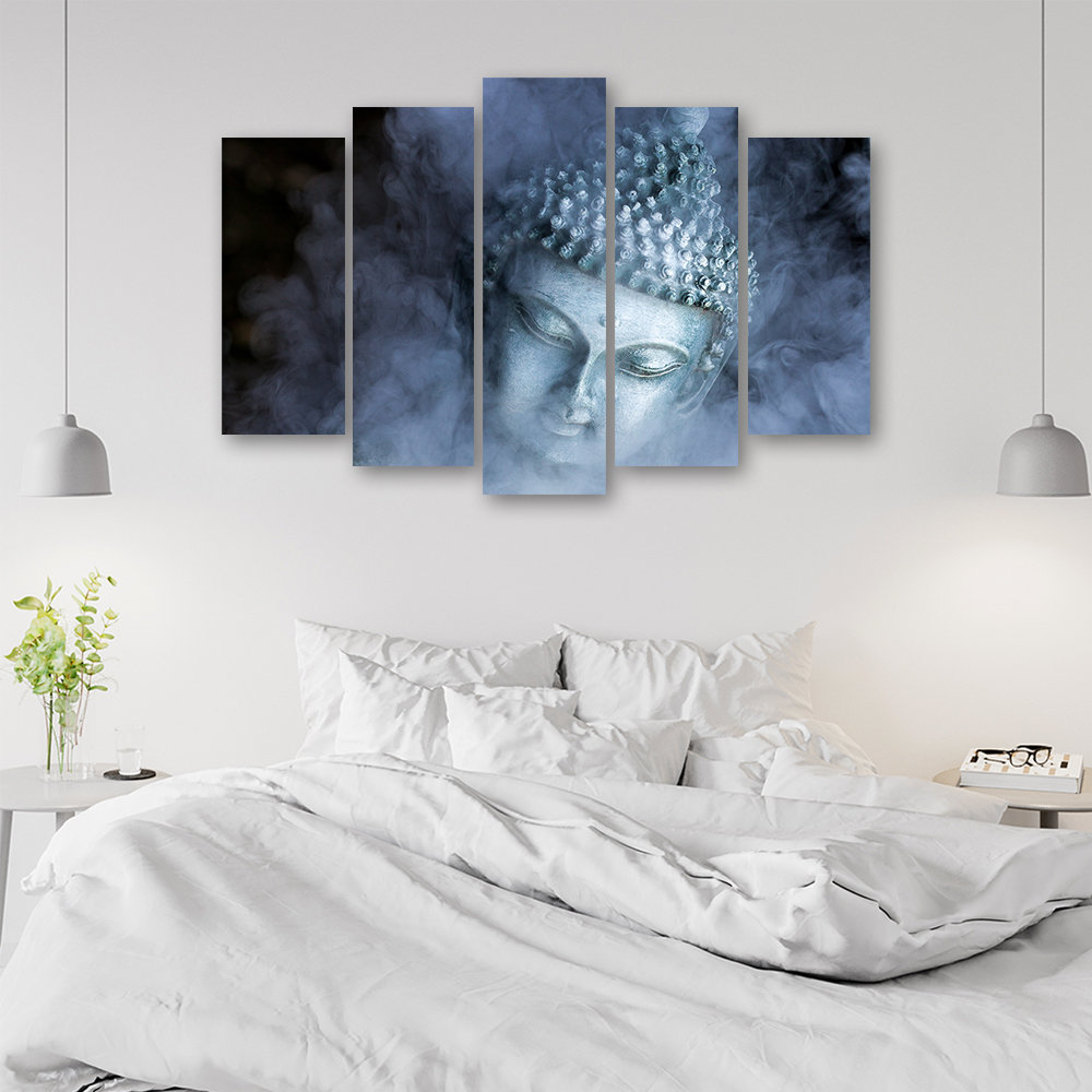 Leinwandbild Buddha Zen Mist Blue