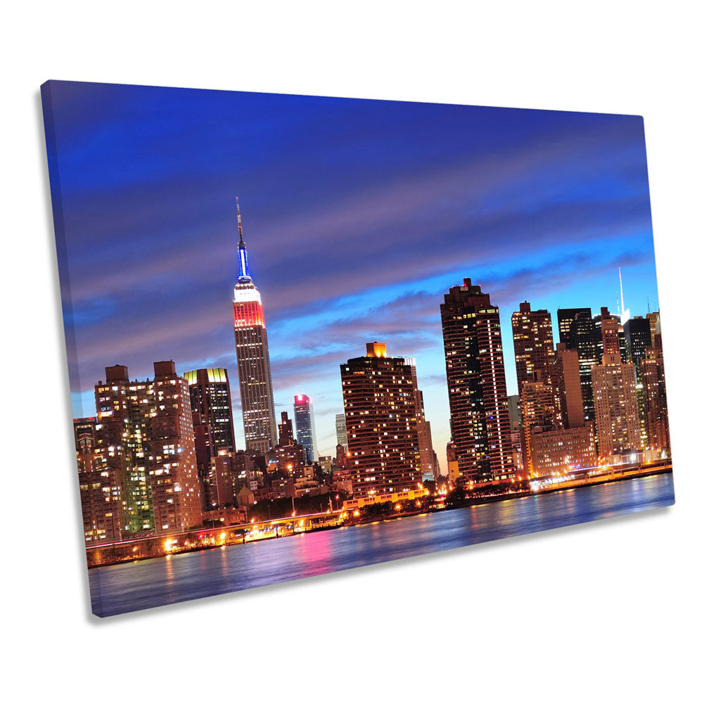 New York City Sunset Skyline - Wrapped Canvas Graphic Art