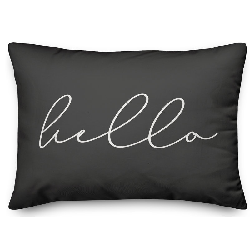 Textual Outdoor Throw Pillow, Charcoal