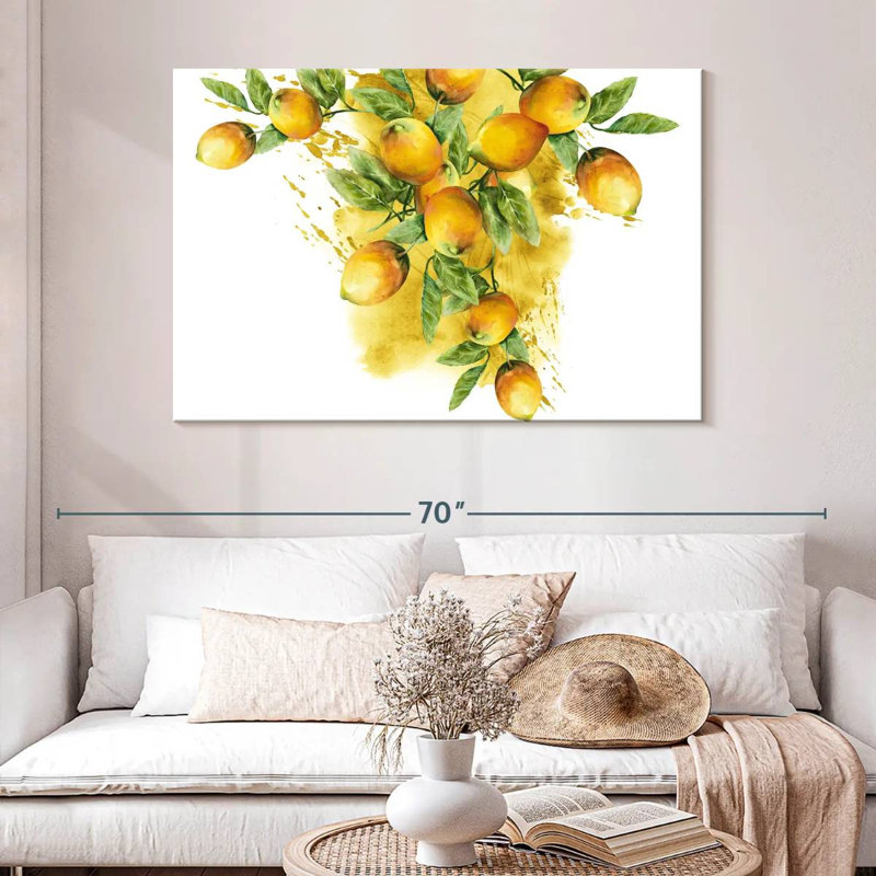Yarlin aquarelle citrons dorés, H 32 po x l 48 po
