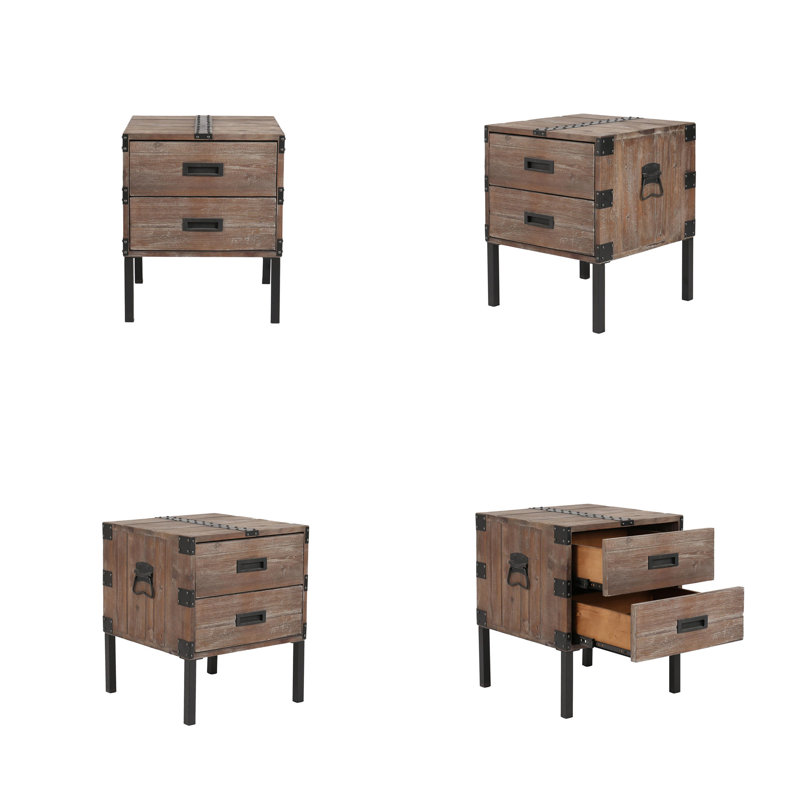 Trunk Table And Side Table S/3 with Large Storage Dress