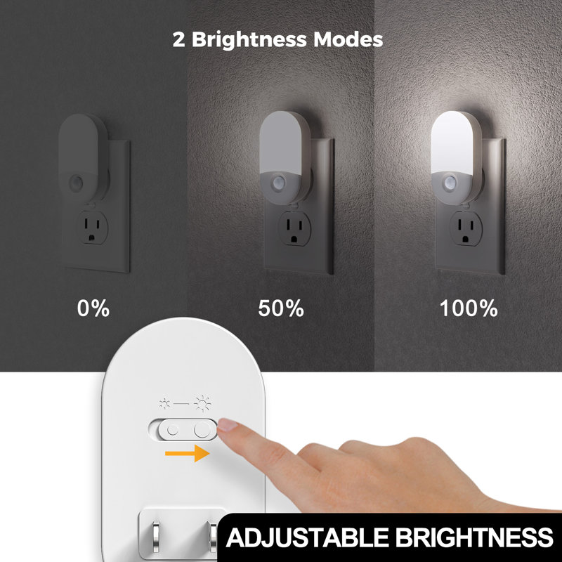 White Plug-In Motion Sensor Night Light With 5000K Daylight