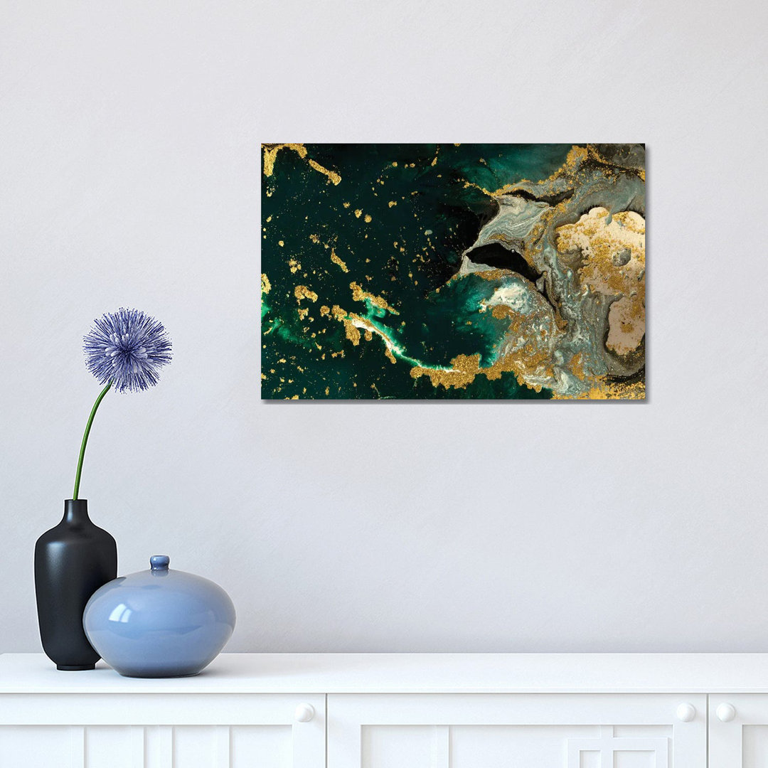 Teal Ocean Marble by EnShape - Wrapped Canvas Print