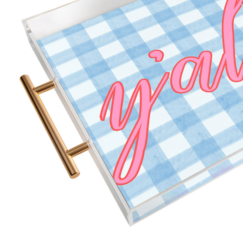 ciaojessa yall gingham Acrylic Tray, Blue