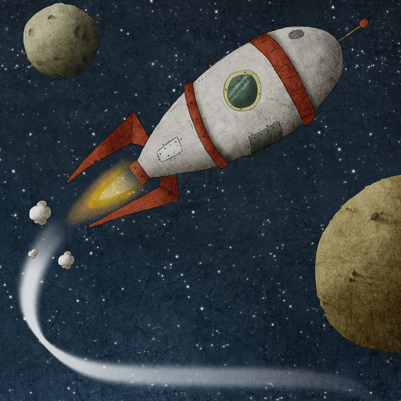 "Space Travel", reproduction sur toile tendue, H 40 po x l 40 po x P 1,5 po