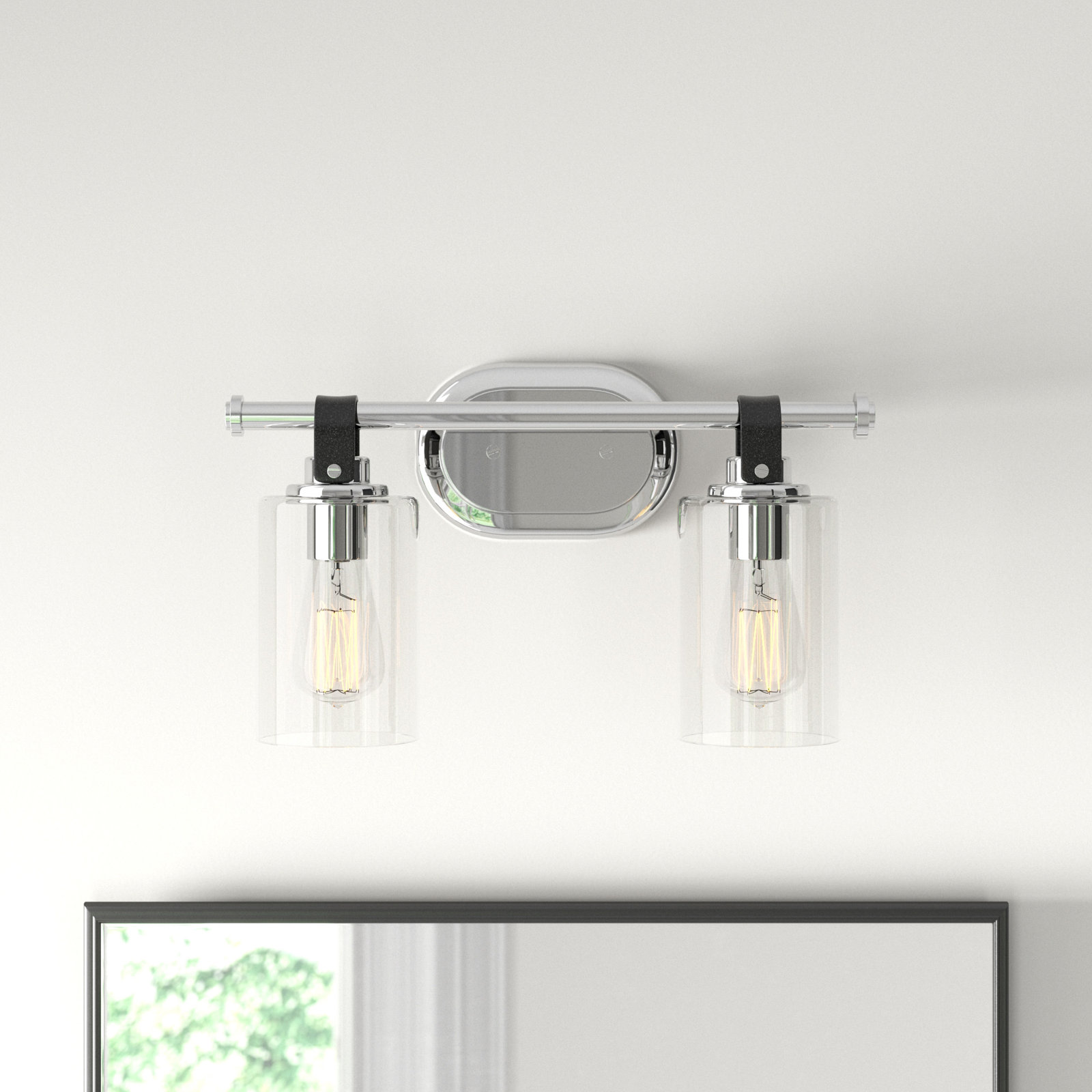 April 2 Light Transparent Dimmable Vanity Light, Chrome