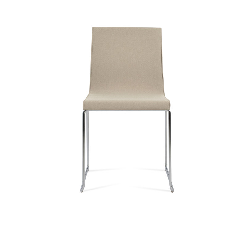 Chaise rembourrée empilable en tissu Polo, Beige, Chrome
