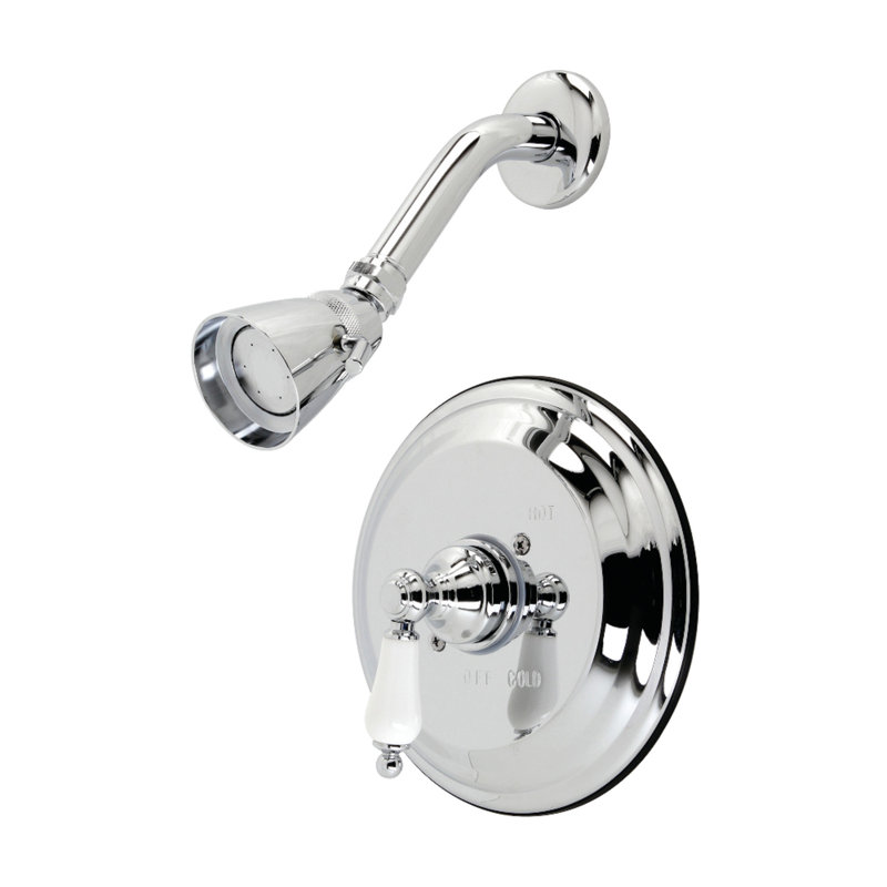 Robinet de douche rétro avec valve brute, Chrome poli