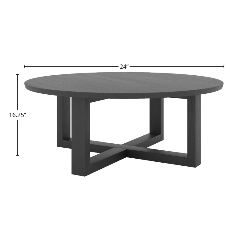Table basse en bois, H 16,25 po x L 24 po x l 24 po, Noir