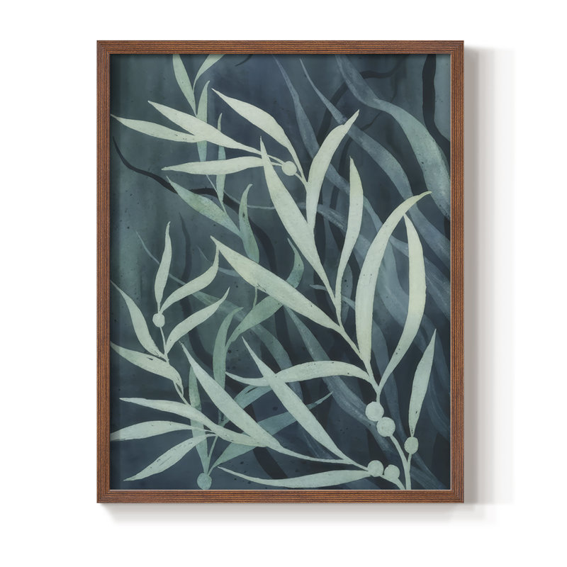 Deep Blue Forest II, reproduction encadrée - bois massif, H 15 po x l 12 po, Noyer