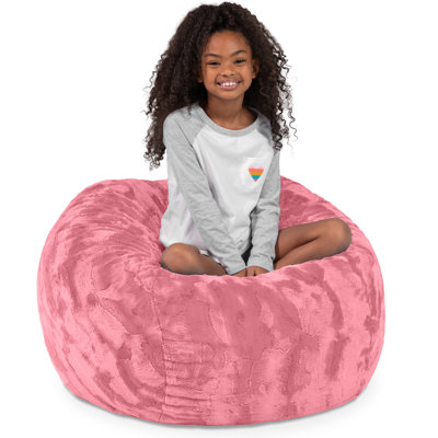 Saxx 3 Foot Kids Bean Bag Chair - Plush Faux Fur - Fun Colors
