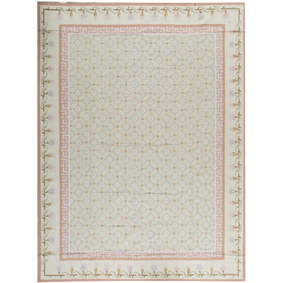 Hand-Knotted High-Quality Green and Green Area Rug