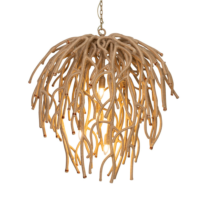 Jute Coral Chandelier - Ballito, 27.5" H x 27.5" W x 27.5" D, 3 Lights
