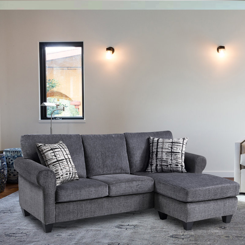 Canapé et chaise longue réversible de 86 po Alinda, Gris