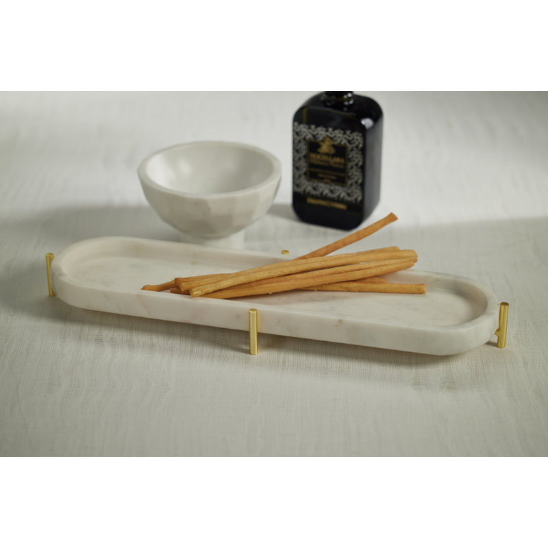 Parteek Marble Tray, 1.75" H x 15" W x 5" D