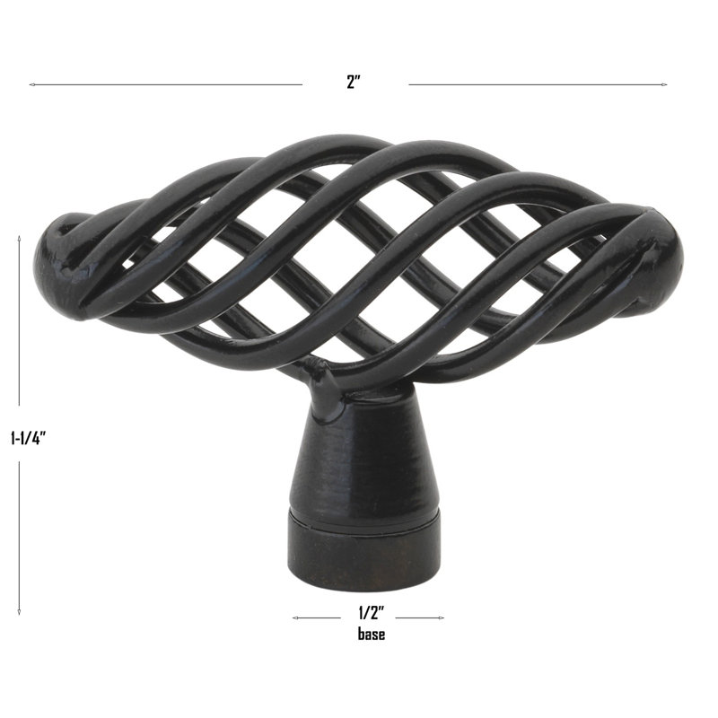 Poignée cage à oiseau, Noir mat, 2", 1