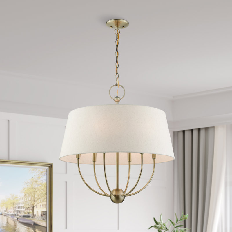 Antonya 6 - Light Dimmable Drum Chandelier, Antique Brass