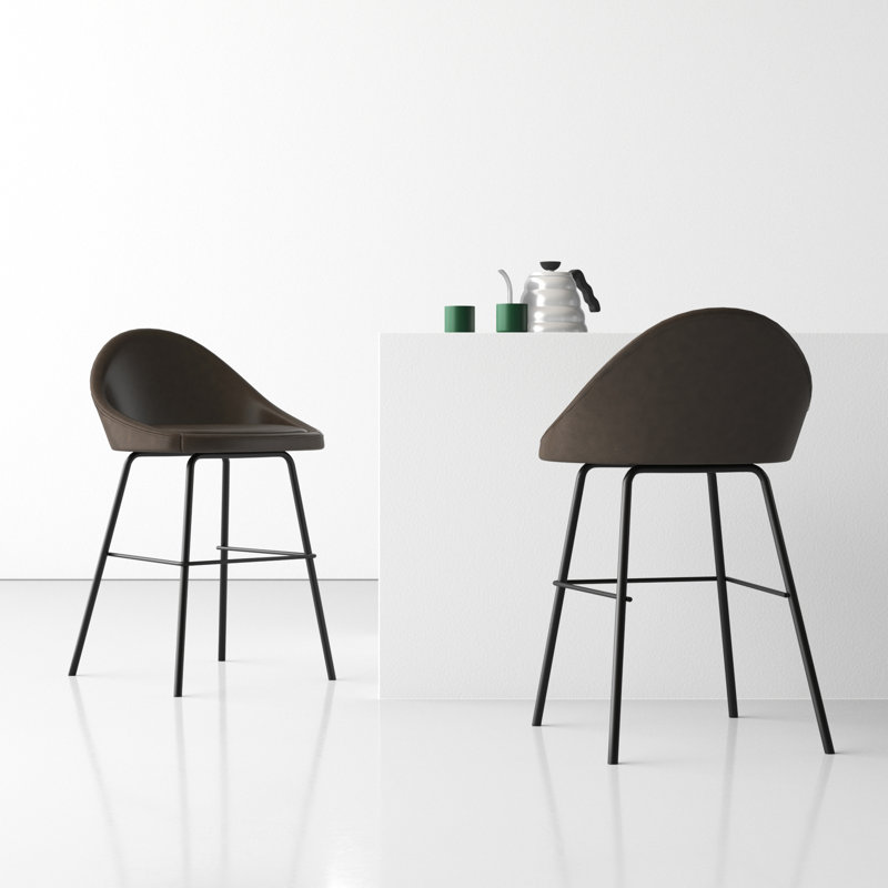 Holmes Vegan Leather Bar & Counter Stool, Gray, Counter Stool (23.5" Seat Height)