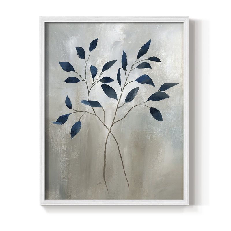 Indigo Foliage I, reproduction encadrée - bois massif, Blanc, H 20 po x l 16 po