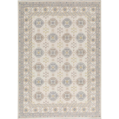 Hand-Knotted High-Quality Ivory Area Rug