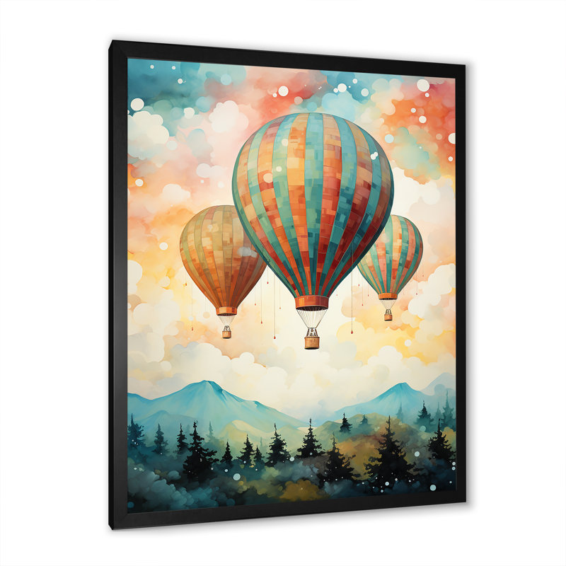 Charme classique en montgolfière II, Cadre photo noir simple, H 44 po x l 34 po x P 1,5 po