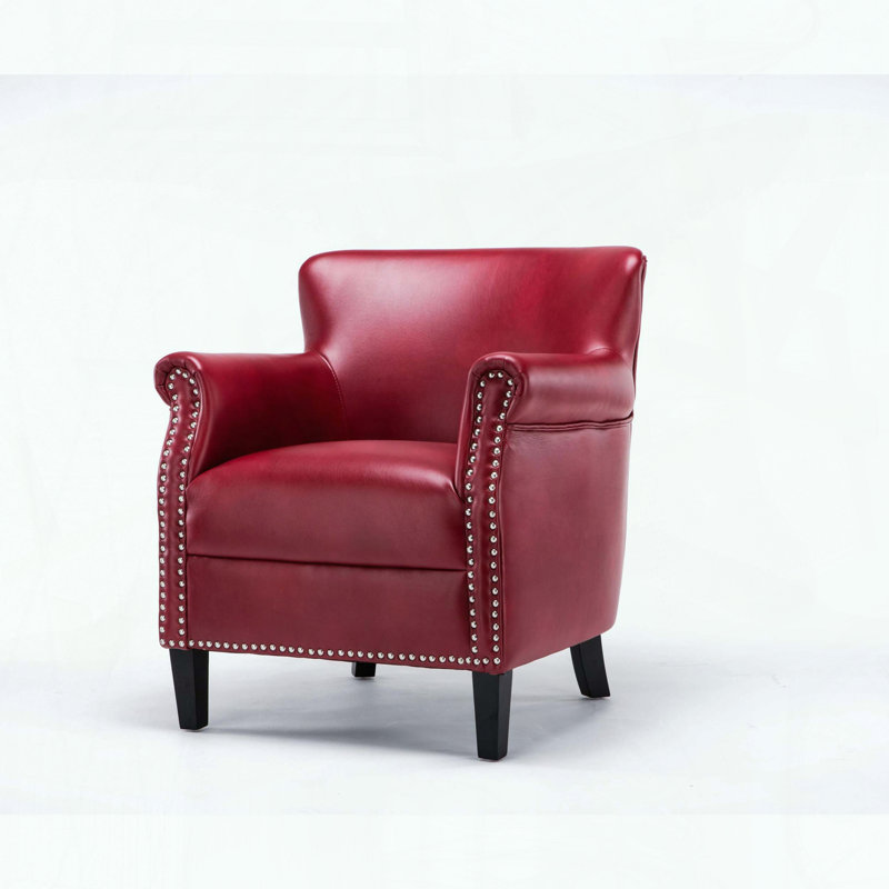 Fauteuil club Hadley - Similicuir - Rouge, Rouge