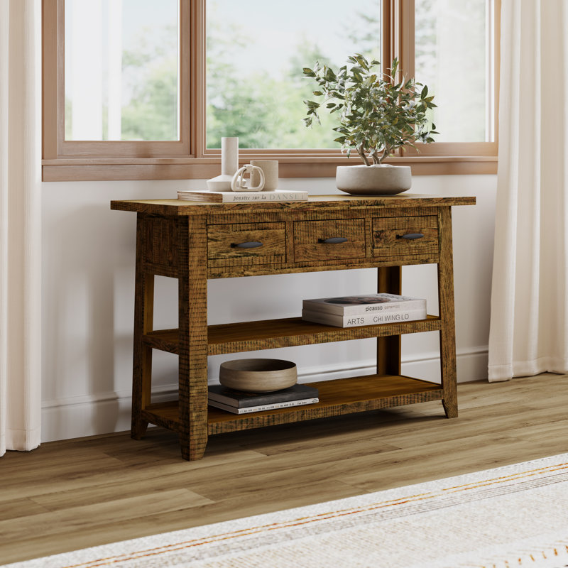 Table de canapé en acacia rustique délavé 50 po - Doré, Doré