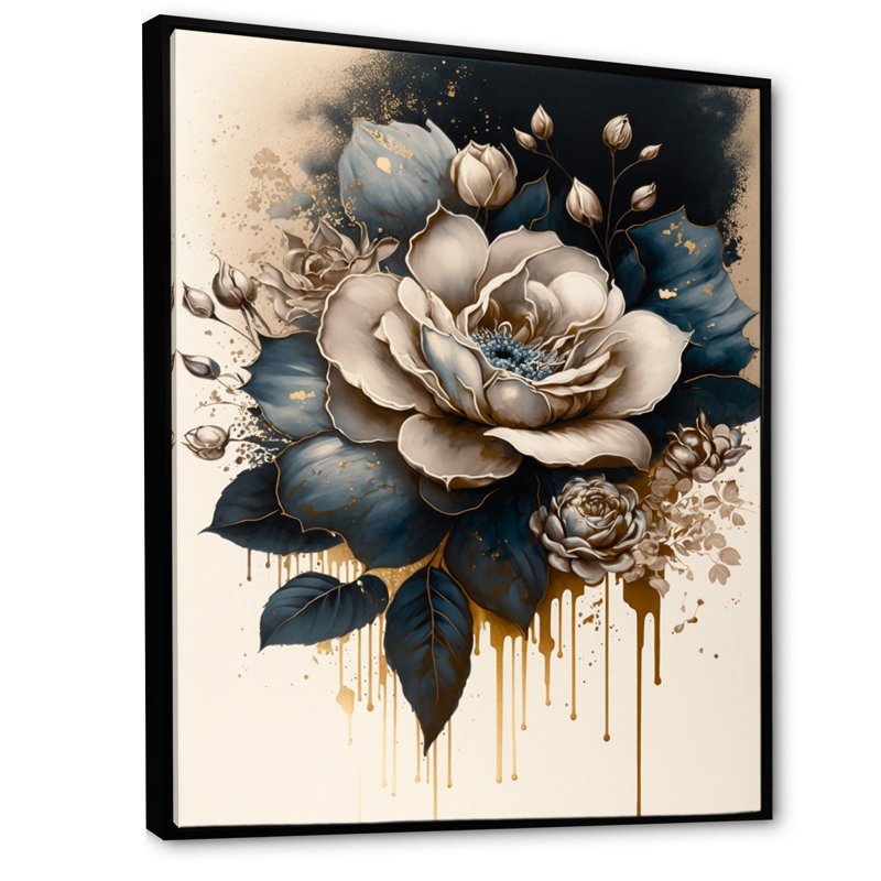 Motif de roses noires et blanches III - Motif de roses noires et blanches III - Imprimé, H 20 po x l 12 po x P 1 po