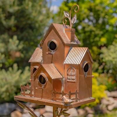 Piquet de nichoir à 4 niches en cuivre antique de 70,5 pouces avec clôture « Thornbury »
