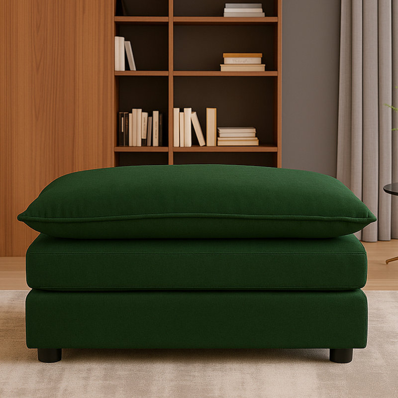 Repose-pieds rembourré en chenille, Vert foncé