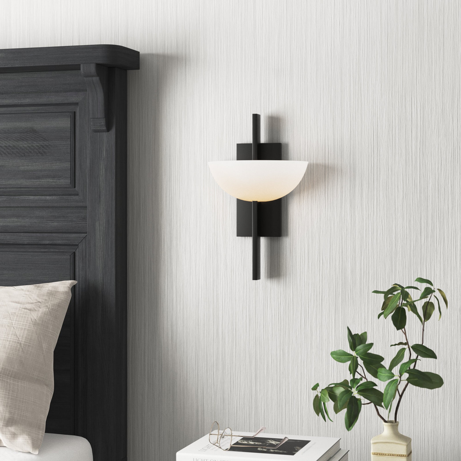 Chenery Single Light Brass Flush Mount Sconce, Black