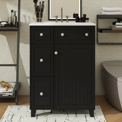 Armoire de meuble-lavabo 24 po avec 2 tiroirs et 1 porte en céramique