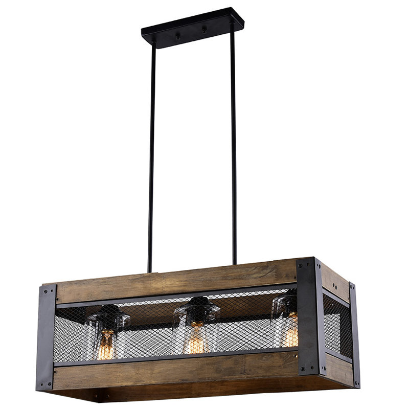 Luminaire suspendu rectangulaire à 3 lumières pour îlot de cuisine à DEL