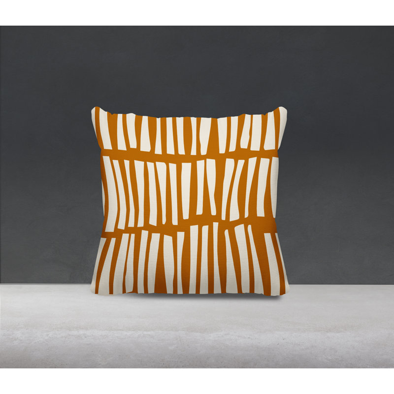 Coussin décoratif réversible Clayton, Orange, blanc cassé, H 17 po x l 17 po