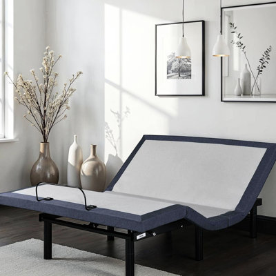 Base de lit simple TG réglable, retour à plat à une touche, massage à 3 niveaux d'intensité, trois modes de vibration, préréglages Tv / Zero Gravity / Lounge, 2 ports, sous la lumière, réglage de la tête et des pieds, pliage central,
