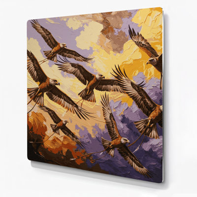 Art mural en métal oiseaux à bec jaune