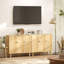 HOMCOM Sideboard Cabinet Modern Vintage with 3 Chevron Doors Natural Wood